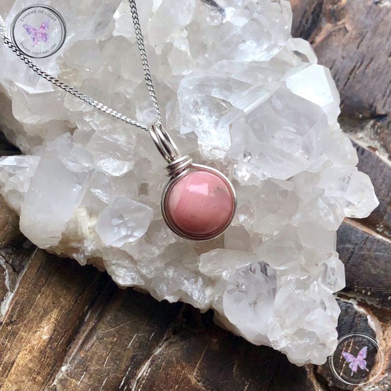 Pink Opal Wire Wrapped Pendant